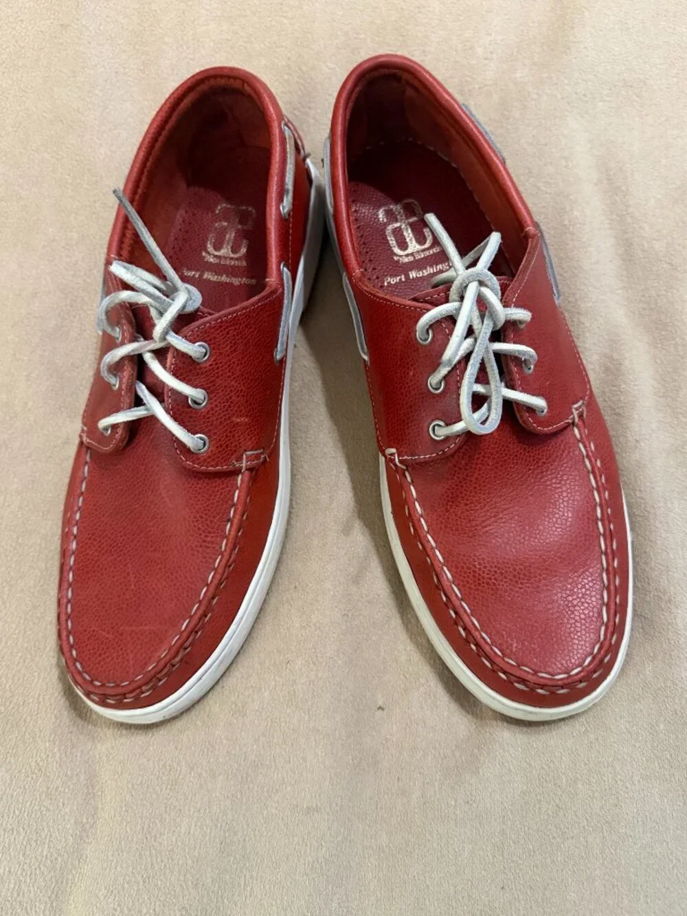 MENS RED ALLEN EDMONDS DECK SHOES SIZE 12 GREAT CONDITION